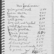 A sample notebook page from Sidonia’s customer dressmaking jobs and prices list Sidonia's Notes
